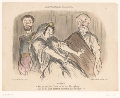 Atalja vidí děsivou vizi Athalie (titul na předmětu) Tragic Faces (název série) Physionomies tragiques (název série na předmětu) od Honoré Daumier
