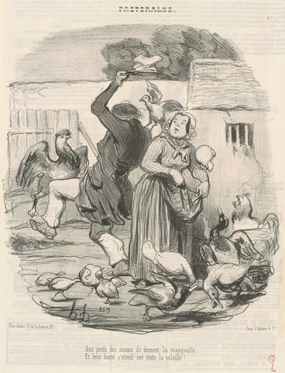 Mláďatům housat dávají potravu... od Honoré Daumier