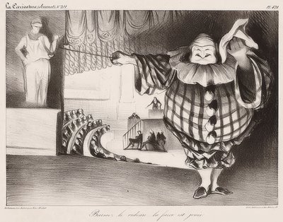Spusťte oponu, hraje se fraška / Senkt den Vorhang, die Posse ist (také: La Caricature č. 201, 11.09.1834). 1834 od Honoré Daumier