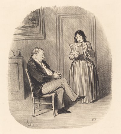 Buržoazní čtení, po večeři pár kapitol... od Honoré Daumier