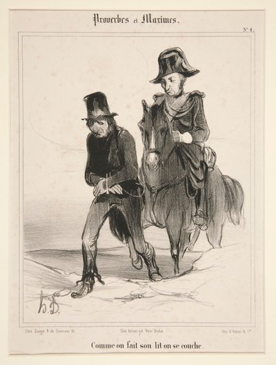 Jak si člověk ustele, tak si lehne, byt 4 z Přísloví a Maximů od Honoré Daumier
