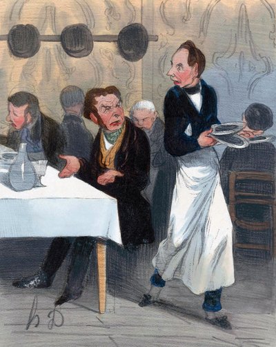Stěžující si zákazník v restauraci od Honoré Daumier