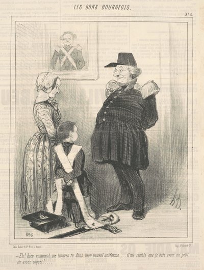 Ahoj! Jak se vám líbím v mé nové uniformě... od Honoré Daumier