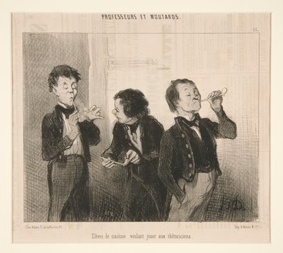 Studenti šesté třídy, kteří si chtějí hrát na řečníky, od profesorů a Moutardů od Honoré Daumier