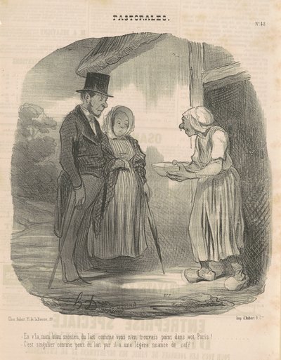 Žena s humanitárními dopisy oddávající se muži... od Honoré Daumier