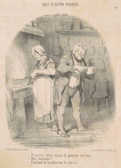 Francoisi, tvůj bratranec hasič přišel... od Honoré Daumier