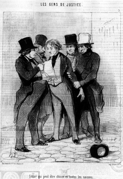 Hra, kterou lze lovit ve všech ročních obdobích, převzatá ze série kreslených filmů o spravedlnosti „Gens de Justice“ od Honore Daumier (1808–1879). "Serenáda" od Honoré Daumier