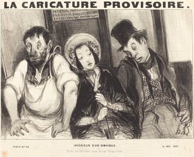 Interiér omnibusu od Honoré Daumier