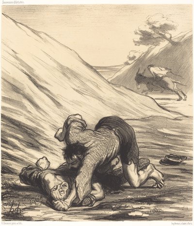 Osel a dva zloději od Honoré Daumier