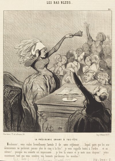 Prezidentka křičí z plných plic: Dámy!... od Honoré Daumier