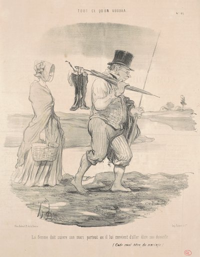 Žena by měla následovat svého muže... od Honoré Daumier