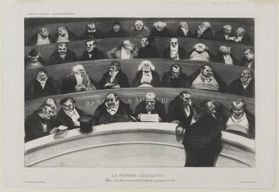 Le Ventre Législatif: Aspect des benches ministériels de la chambre improstitée de 1834 aneb The Legislative Belly: Pohled na ministerské lavice v prostituční komoře z roku 1834 od Honoré Daumier