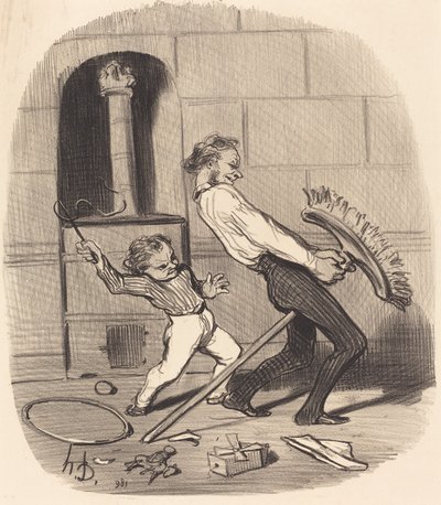 Výuka jízdy na koni, střední škola od Honoré Daumier