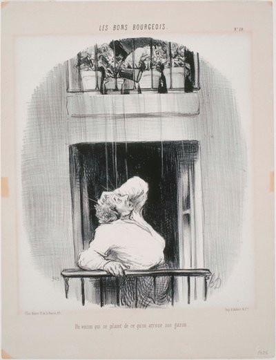 Les Bons Bourgeois: Soused, který si stěžuje na zalévání od Honoré Daumier