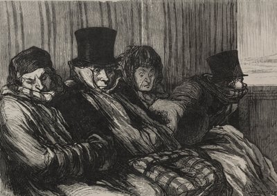 Les chemins de fer: train de plaisir: dix degrés dennue et de mauvaise humeur. od Honoré Daumier