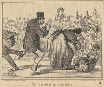 Pařížané ve sklizni hroznů od Honoré Daumier