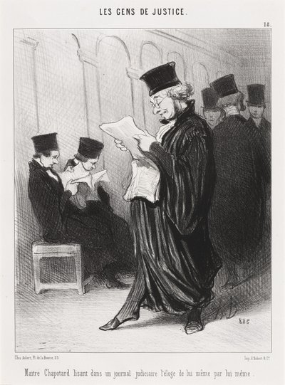 Maitre Chapotard čte... chválu sebe sama... od Honoré Daumier