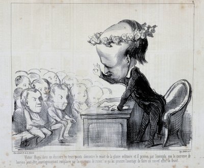 Vzpomínky na mírový kongres: Victor Hugo (č. 1 série) – od Daumiera, v „“ Charivari““ z 6. 9. 1849 od Honoré Daumier