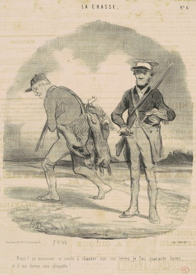 Dík! Tento pán mě zve na lov... od Honoré Daumier