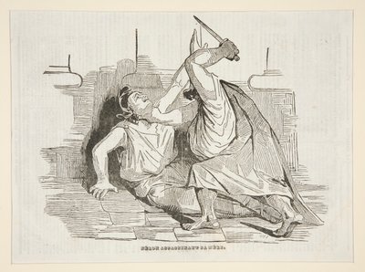 Nero zavraždil svou matku, z Charivari 9. dubna 1834 od Honoré Daumier