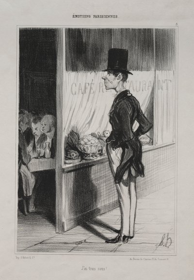 Parisian Emotions, deska 3: I Have Three Sous!, 1839. od Honoré Daumier