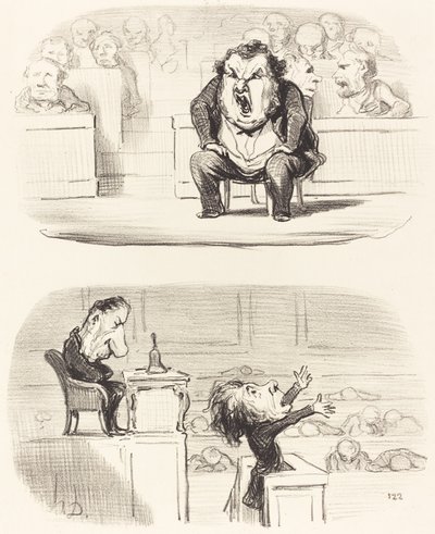 Když na tribunu nastoupí nudný řečník od Honoré Daumier