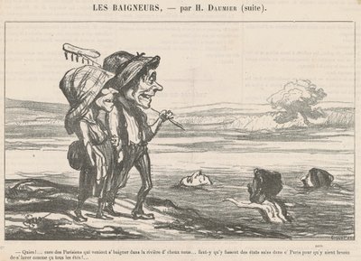 Quien! ... Jádro Pařížanů, kteří se přišli vykoupat... od Honoré Daumier