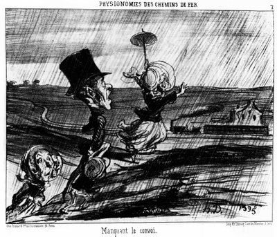 železniční fyziognomie. Chybějící konvoj: série karikatur na železnici Honore Daumiera (1808-1879). "Charivari" od Honoré Daumier