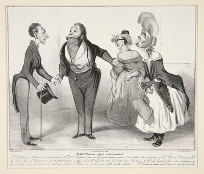 Manželský agent Robert-Macaire. (Macaire manželský agent.), pl. 16 ze série Caricaturana, z alba Les Robert Macaires od Honoré Daumier