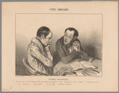 Spisovatel radí kolegovi, aby se zbavil své ženy Dramatickí autoři (název na objektu) Pařížské typy (název série) Types Parisiens (název série na objektu) od Honoré Daumier