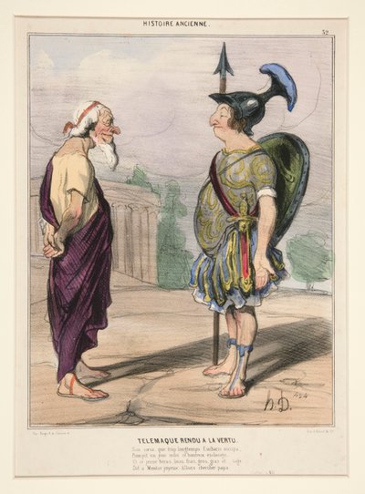 Telemachus se vrátil ke ctnosti. Jeho srdce, které příliš dlouho zaměstnávalo Eucharis od Honoré Daumier