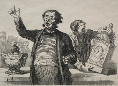 Aukční síň: Městský křikloun. od Honoré Daumier