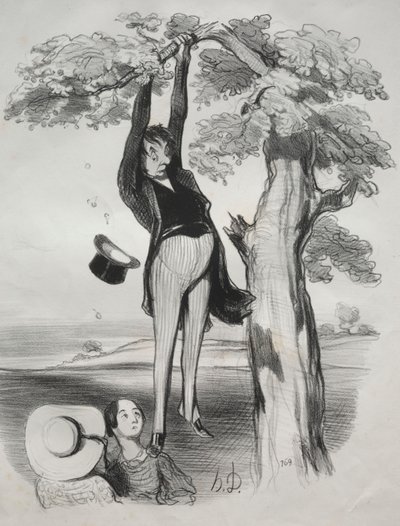 Rizika příliš energického třesení švestkou (když je člověk dospělým mužem) od Honoré Daumier