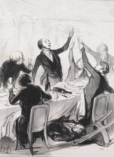 The Philanthropists of the Day, deska 8: A 43d Toast...to the Temperance Society, 1844. od Honoré Daumier
