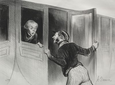 The Railroads, deska 11: The Hazard of Sleeping on a Journey, 1843. od Honoré Daumier