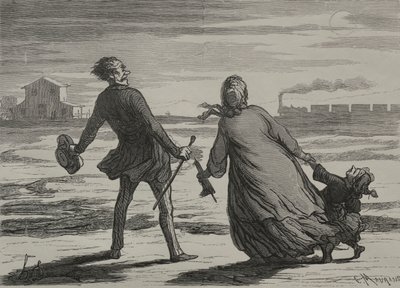 Železnice: Příliš pozdě. od Honoré Daumier