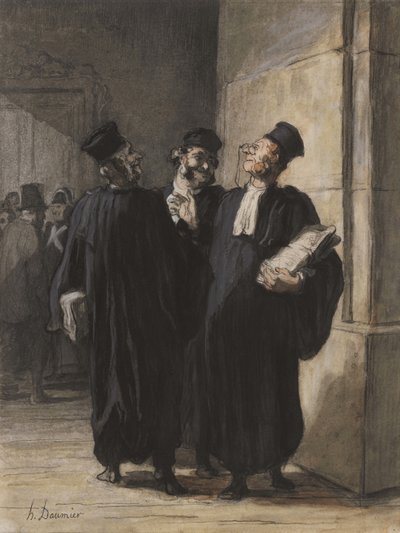 Tři právníci konverzující, c.1862-65 od Honoré Daumier