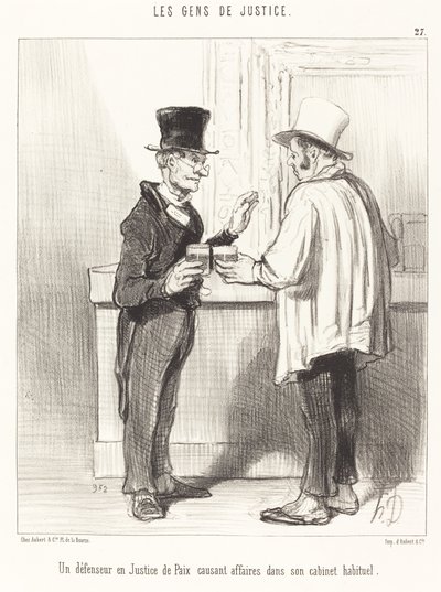 Obránce... chatování... ve svém obvyklém kabinetu od Honoré Daumier
