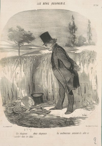 Jeden klobouk... dva klobouky... ten nešťastník... od Honoré Daumier