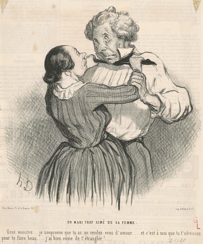 Manžel příliš milovaný svou ženou od Honoré Daumier