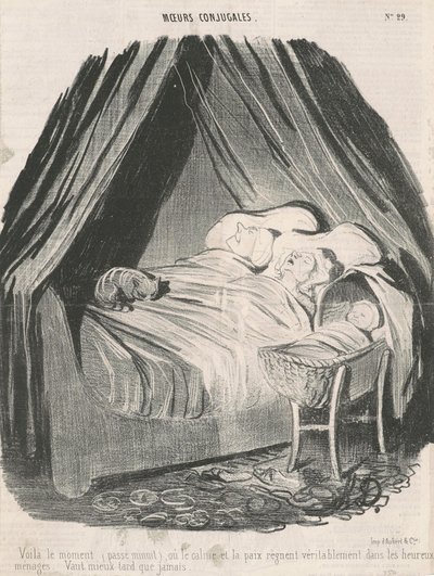 Toto je okamžik (po půlnoci), kdy ve šťastných párech skutečně vládne klid a mír. Lépe později než nikdy. od Honoré Daumier