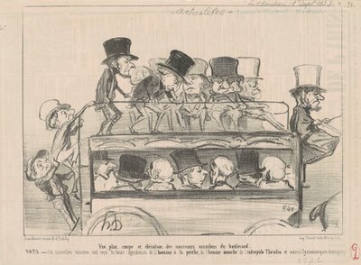 Pohled ... a výška ... omnibusů bulváru ... od Honoré Daumier