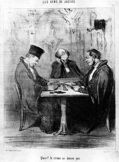 Když zločin nedává, převzato ze série karikatur o spravedlnosti „Gens de Justice“ od Honore Daumier (1808-1879). "Serenáda" od Honoré Daumier