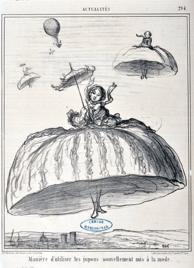 ilustrace pro Serie Actualites „způsob, jak používat spodničky nově zavedené do módy“ od Honoré Daumier