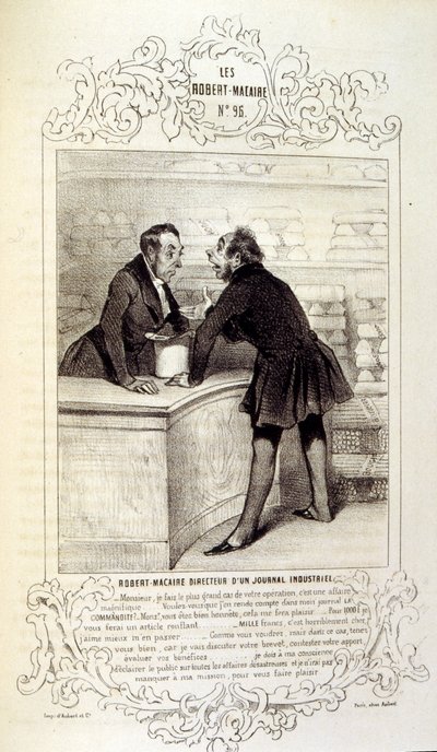 ilustrace o myšlenkách a legendách Philipon pod názvem Les Cent a Robert Macaire od Honoré Daumier