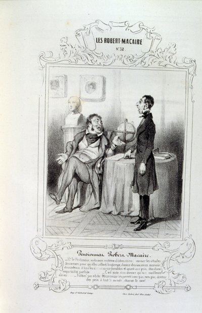 ilustrace o myšlenkách a legendách Philipon pod názvem Les Cent a Robert Macaire od Honoré Daumier