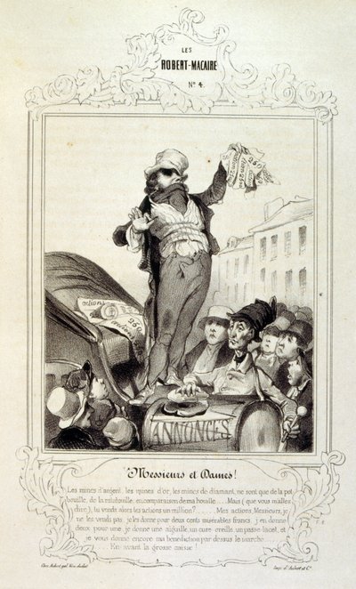 ilustrace o myšlenkách a legendách Philipon pod názvem Les Cent a Robert Macaire od Honoré Daumier