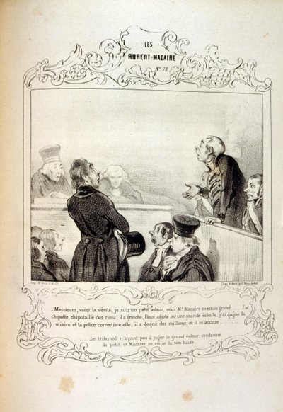 ilustrace o myšlenkách a legendách Philipon pod názvem Les Cent a Robert Macaire od Honoré Daumier