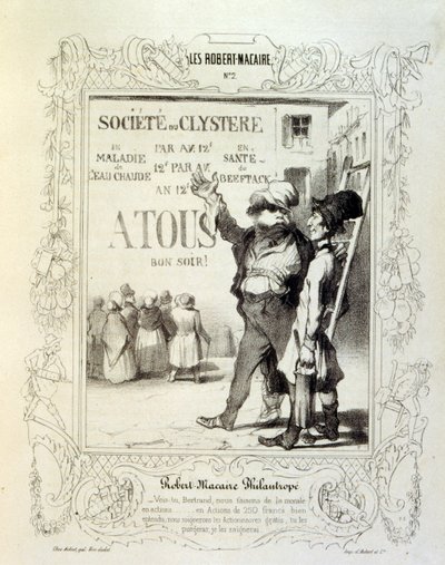 ilustrace o myšlenkách a legendách Philipon pod názvem Les Cent a Robert Macaire od Honoré Daumier