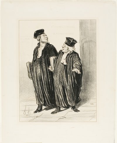"- Nakonec jsme dosáhli rozdělení majetku mezi manžele... - časem už nebylo co dělit," deska 3 z knihy Les Avocats Et Les Plaideurs od Honoré Victorin Daumier